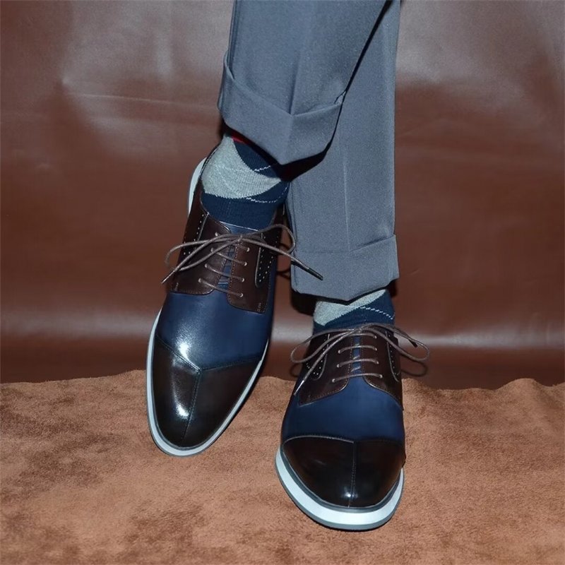 Formele Herenschoenen Luxe Leren Nette Schoenen - Blauw