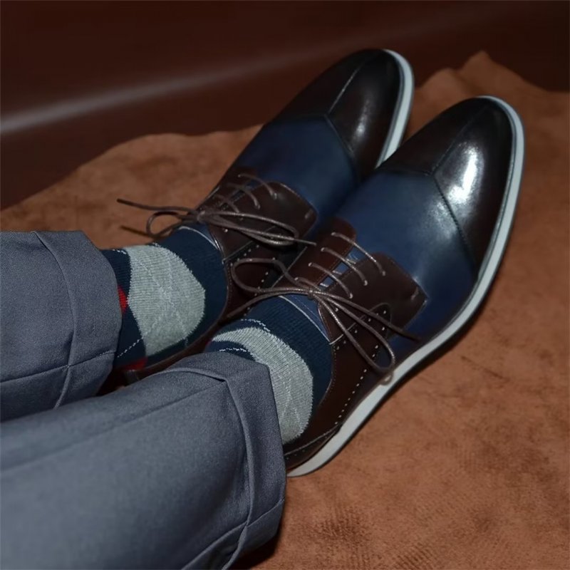 Formele Herenschoenen Luxe Leren Nette Schoenen - Blauw