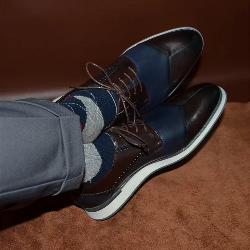 Formele Herenschoenen Luxe Leren Nette Schoenen - Blauw