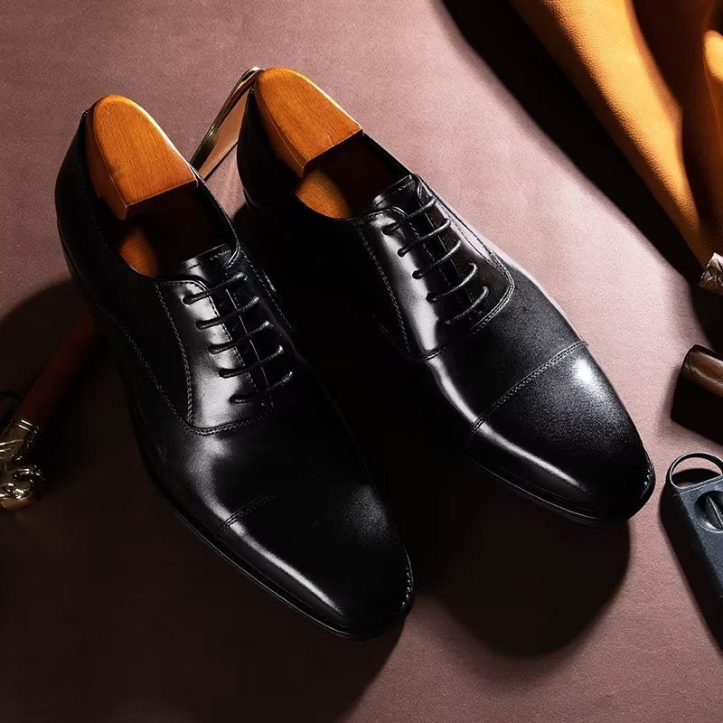 Formele Herenschoenen Luxe Oxford-schoenen Met Glad Patroon - Zwart