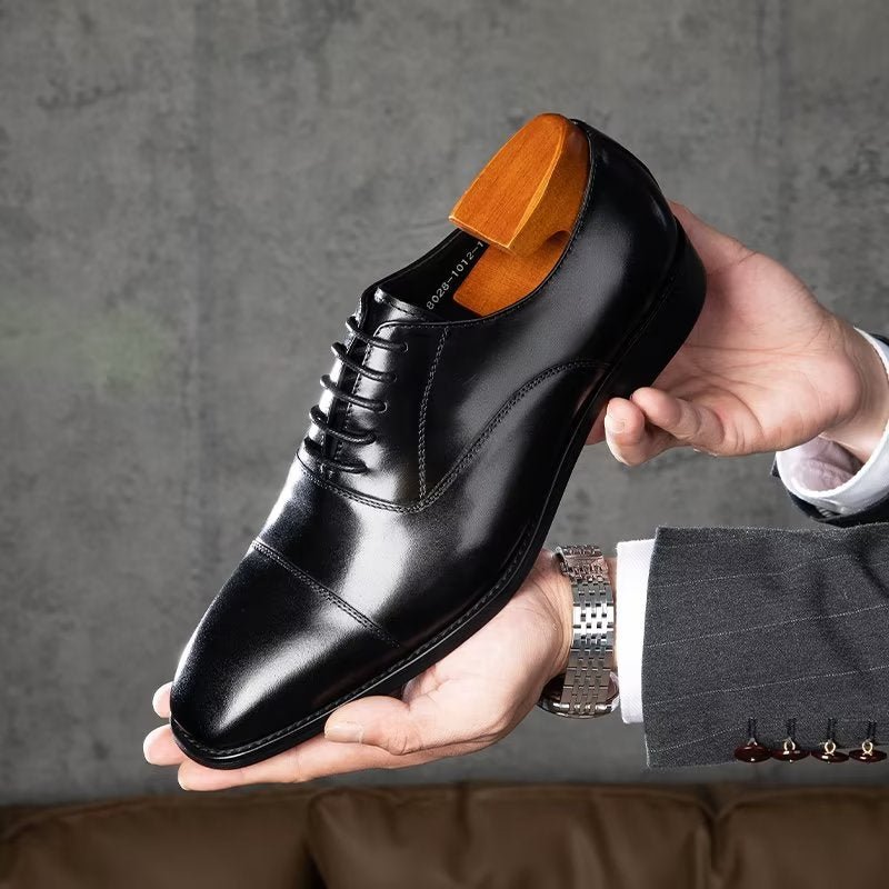 Formele Herenschoenen Luxe Oxford-schoenen Met Glad Patroon - Zwart