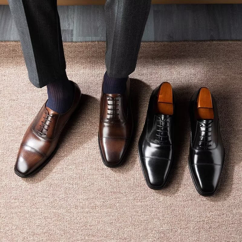 Formele Herenschoenen Luxe Oxford-schoenen Met Glad Patroon - Zwart