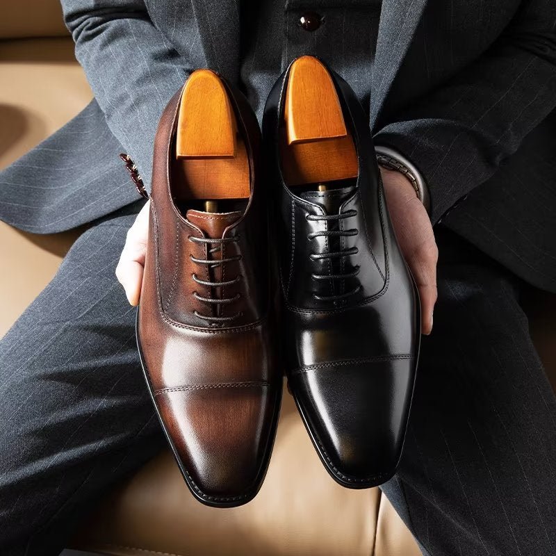 Formele Herenschoenen Luxe Oxford-schoenen Met Glad Patroon - Zwart