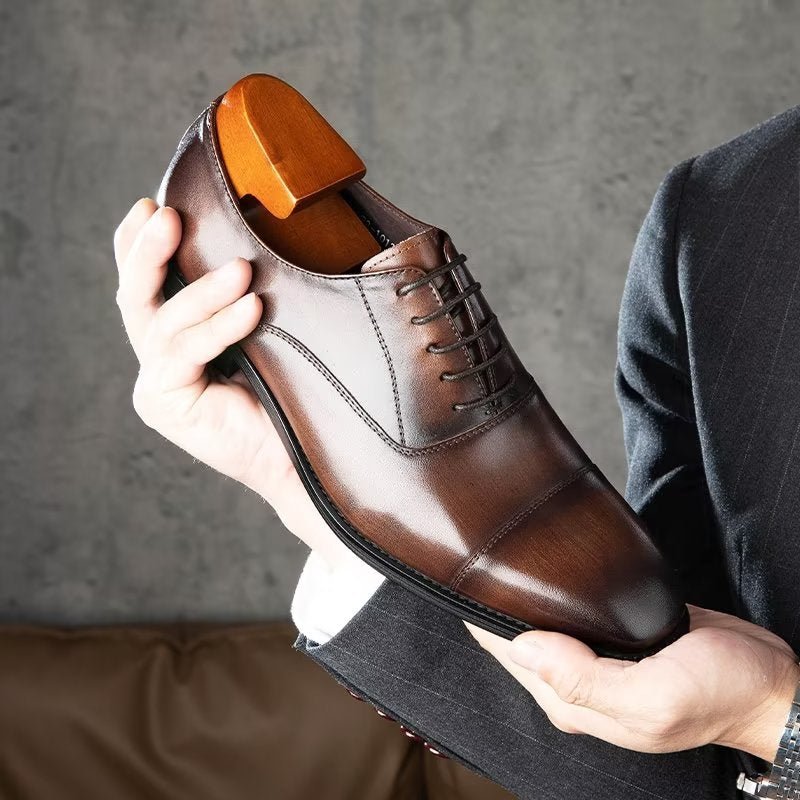 Formele Herenschoenen Luxe Oxford-schoenen Met Glad Patroon - Koffie