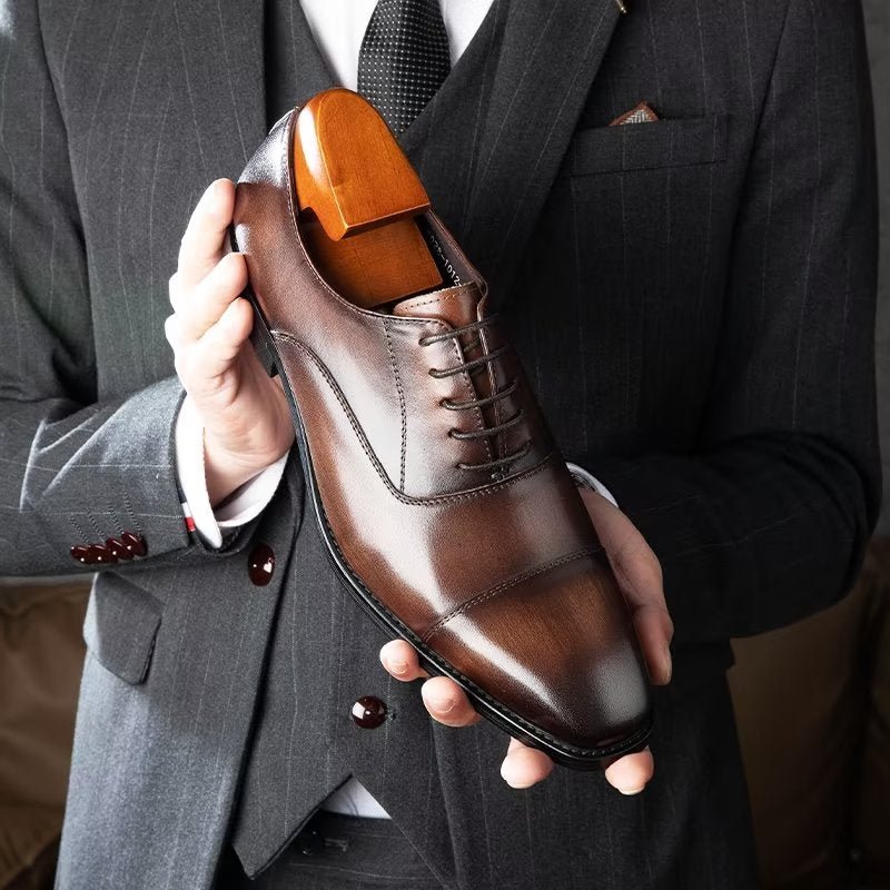 Formele Herenschoenen Luxe Oxford-schoenen Met Glad Patroon - Koffie