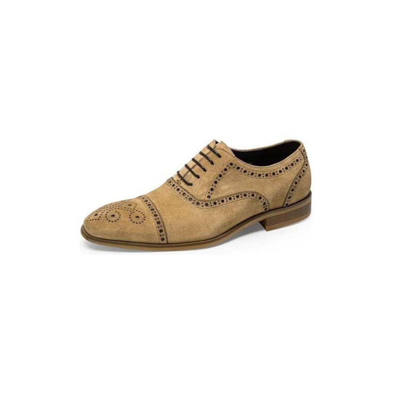 Formele Herenschoenen Met Elegante Textuur Veterschoenen - Beige