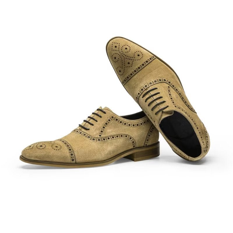 Formele Herenschoenen Met Elegante Textuur Veterschoenen - Beige