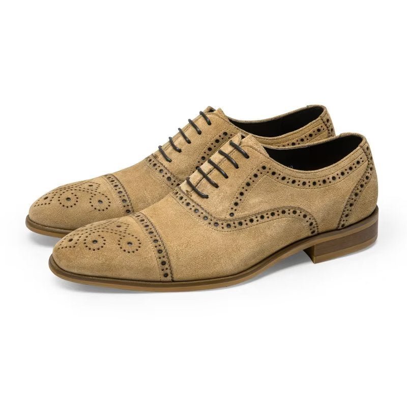 Formele Herenschoenen Met Elegante Textuur Veterschoenen - Beige