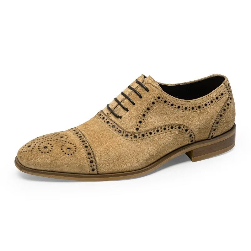 Formele Herenschoenen Met Elegante Textuur Veterschoenen - Beige