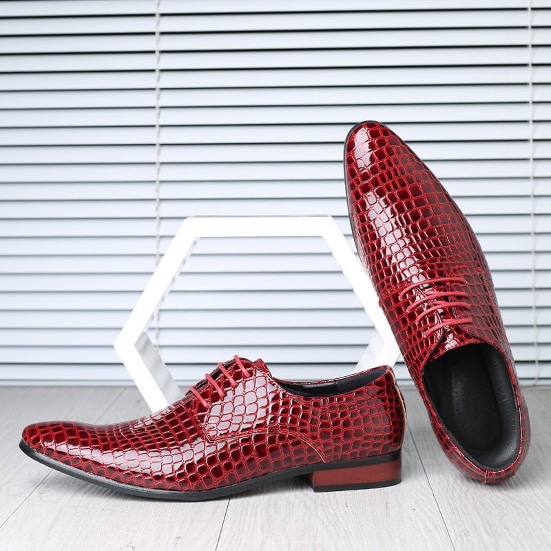 Formele Herenschoenen Met Exotische Print Puntige Neus - Rood