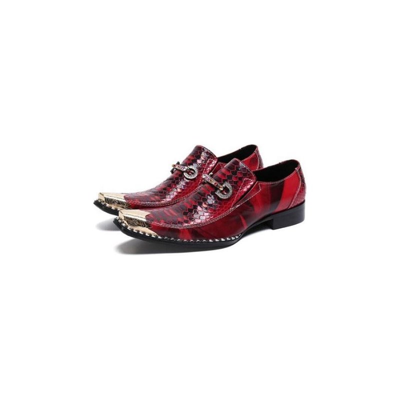 Formele Herenschoenen Met Metallic Puntige Instappers - Rood