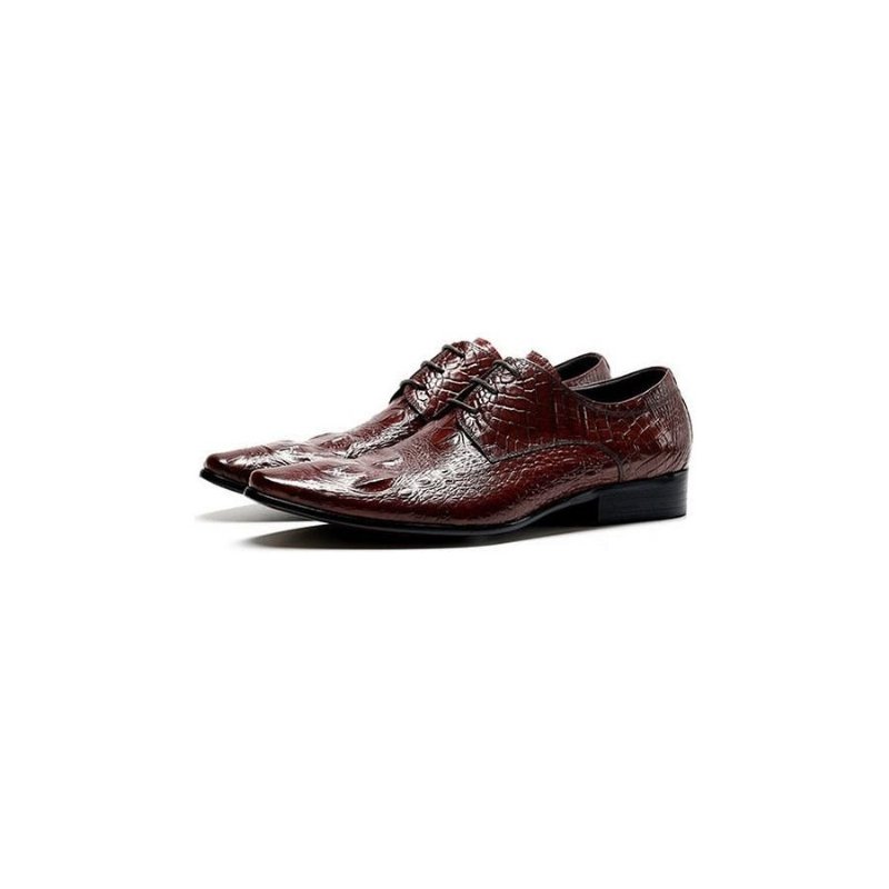 Formele Herenschoenen Met Puntige Neus Alligatortextuur Broguekledingschoenen - Rood