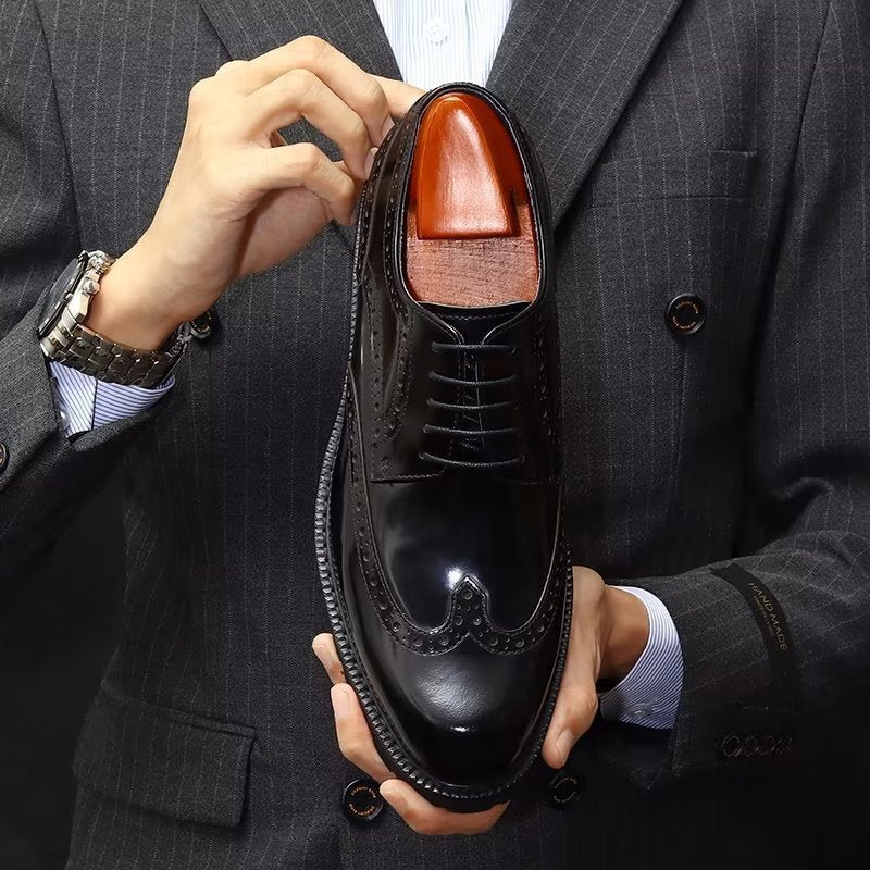 Formele Herenschoenen Met Reliëf Elegante Brogue-schoenen - Zwart