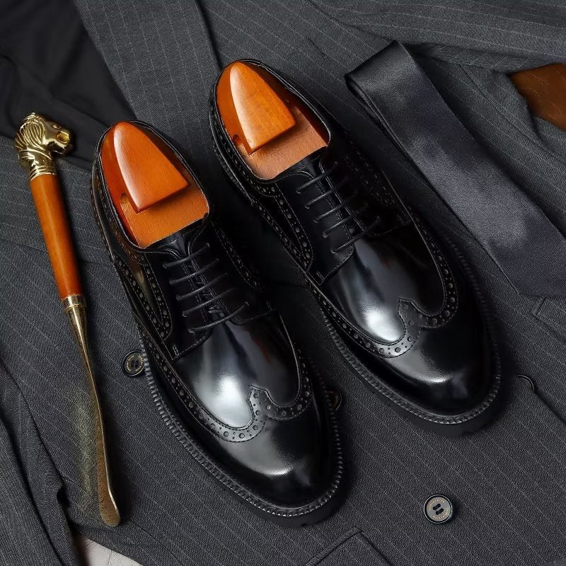 Formele Herenschoenen Met Reliëf Elegante Brogue-schoenen - Zwart