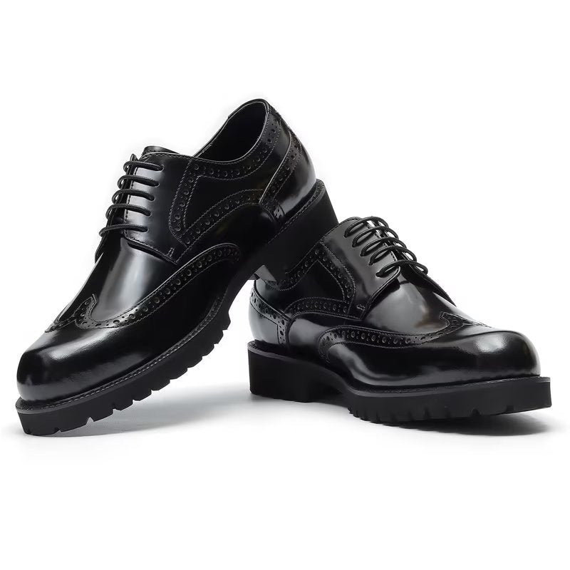 Formele Herenschoenen Met Reliëf Elegante Brogue-schoenen - Zwart