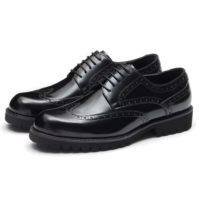 Formele Herenschoenen Met Reliëf Elegante Brogue-schoenen - Zwart