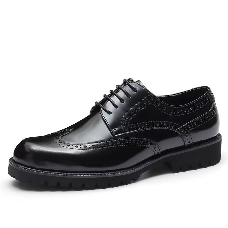 Formele Herenschoenen Met Reliëf Elegante Brogue-schoenen - Zwart