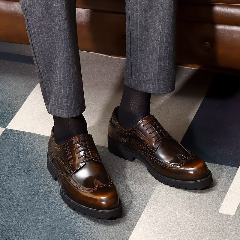 Formele Herenschoenen Met Reliëf Elegante Brogue-schoenen - Koffie