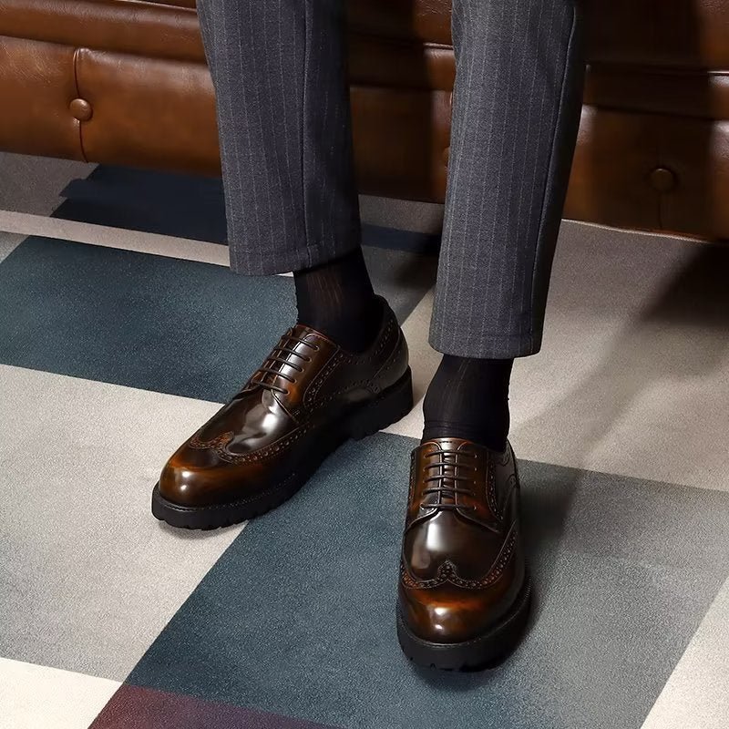 Formele Herenschoenen Met Reliëf Elegante Brogue-schoenen - Koffie