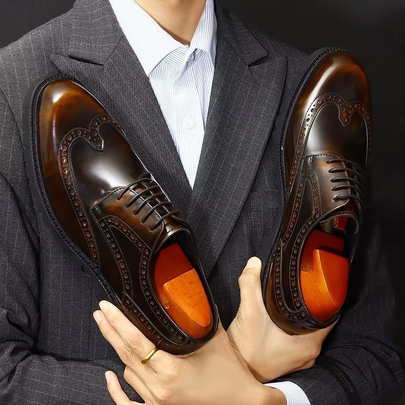 Formele Herenschoenen Met Reliëf Elegante Brogue-schoenen - Koffie