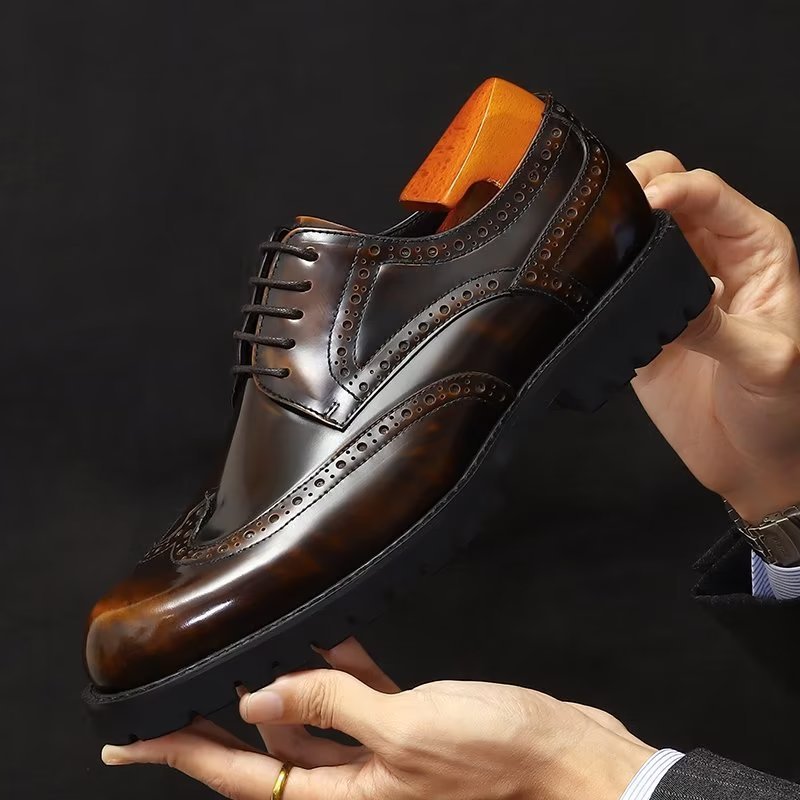 Formele Herenschoenen Met Reliëf Elegante Brogue-schoenen - Koffie