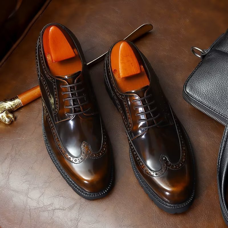 Formele Herenschoenen Met Reliëf Elegante Brogue-schoenen - Koffie