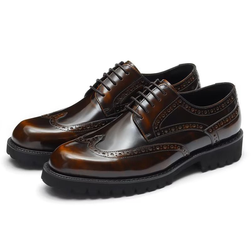 Formele Herenschoenen Met Reliëf Elegante Brogue-schoenen - Koffie