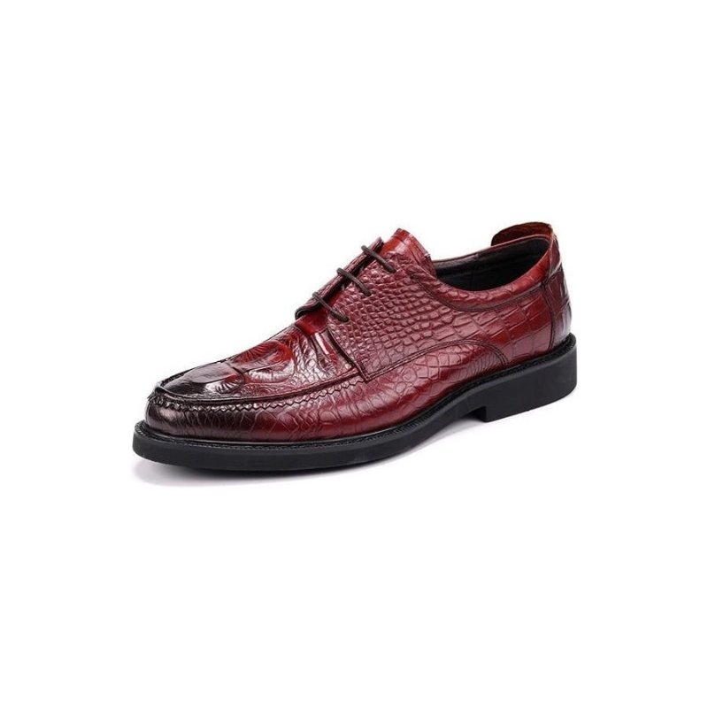 Formele Herenschoenen Met Ronde Neus Alligator Derbyschoenen Veters - Rood