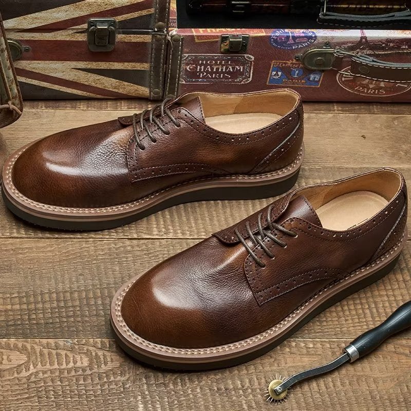 Formele Herenschoenen Met Ronde Neus Elegante Kledingschoenen - Koffie