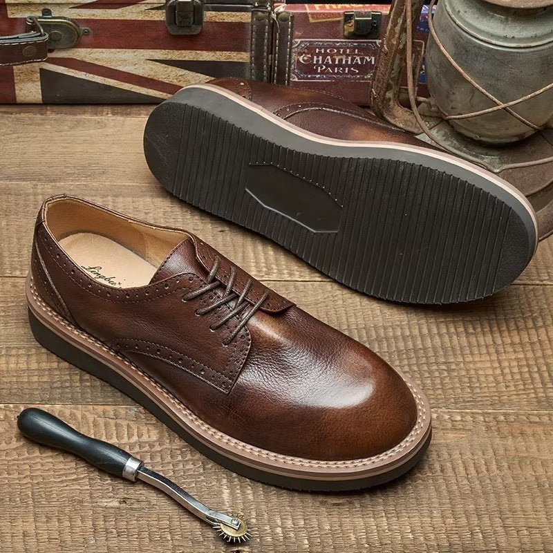 Formele Herenschoenen Met Ronde Neus Elegante Kledingschoenen - Koffie