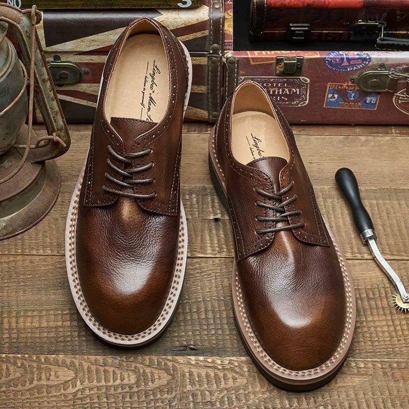 Formele Herenschoenen Met Ronde Neus Elegante Kledingschoenen - Koffie