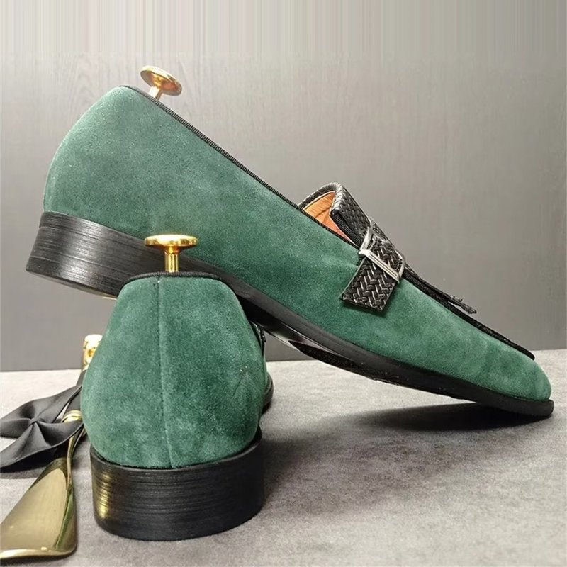 Formele Herenschoenen Met Vierkante Neus Elegante Herfstschoenen - Groen