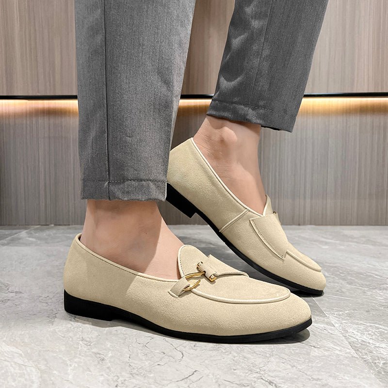 Formele Herenschoenen Modieuze Instapschoenen Broguestijl - Beige