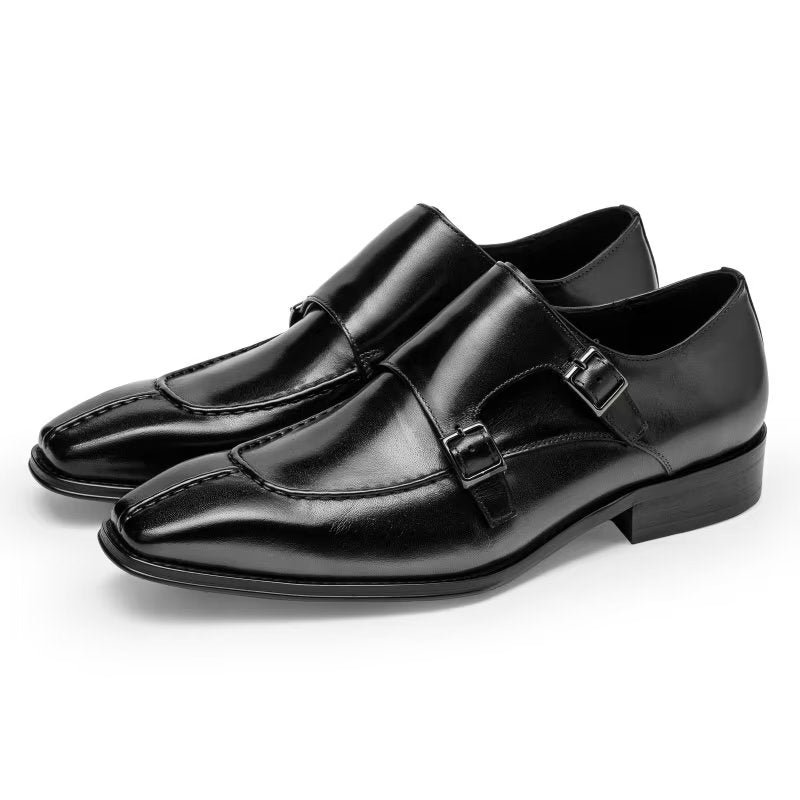 Formele Herenschoenen Monkstrap Elegante Rundlederen Kledingschoenen - Zwart