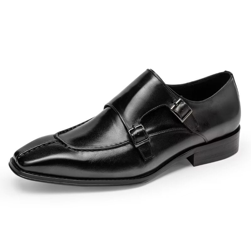 Formele Herenschoenen Monkstrap Elegante Rundlederen Kledingschoenen - Zwart