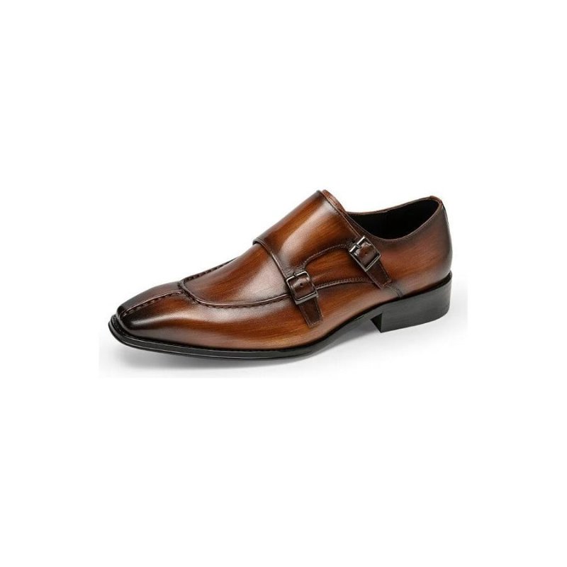 Formele Herenschoenen Monkstrap Elegante Rundlederen Kledingschoenen - Koffie