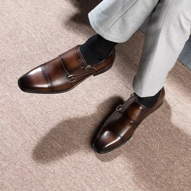 Formele Herenschoenen Monkstrap-kledingschoenen - Koffie