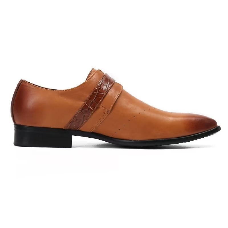 Formele Herenschoenen Monkstraps Elegante Instappers Echt Leer - Bruin