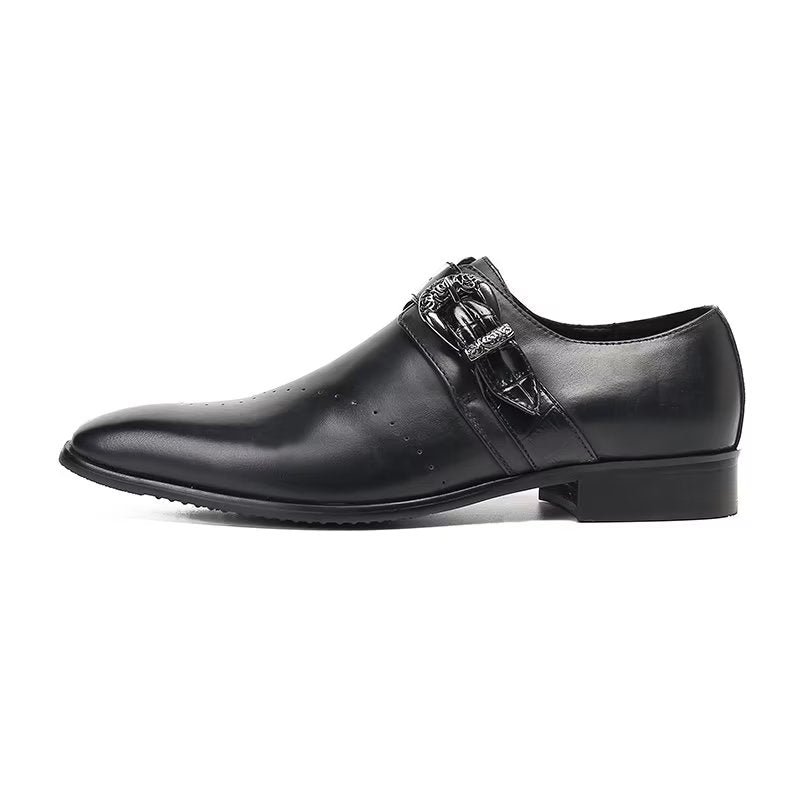 Formele Herenschoenen Monkstraps Elegante Instappers Echt Leer - Zwart