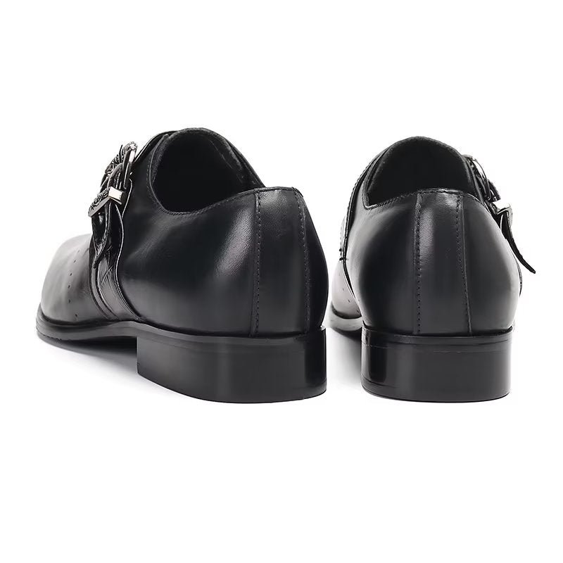 Formele Herenschoenen Monkstraps Elegante Instappers Echt Leer - Zwart