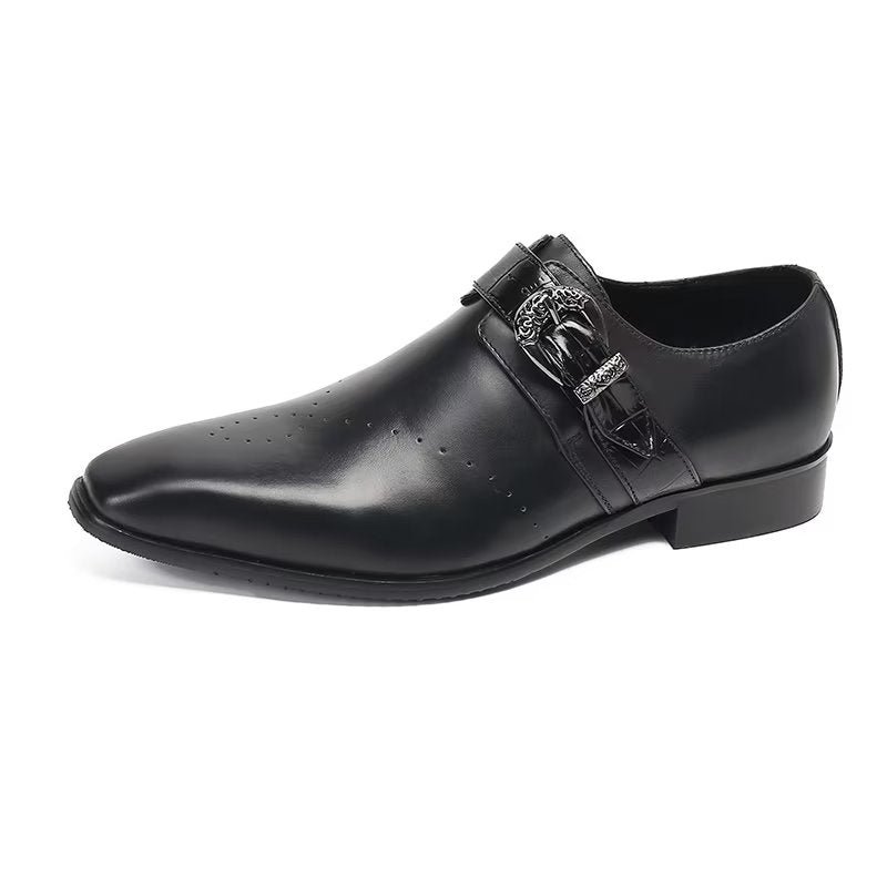 Formele Herenschoenen Monkstraps Elegante Instappers Echt Leer - Zwart