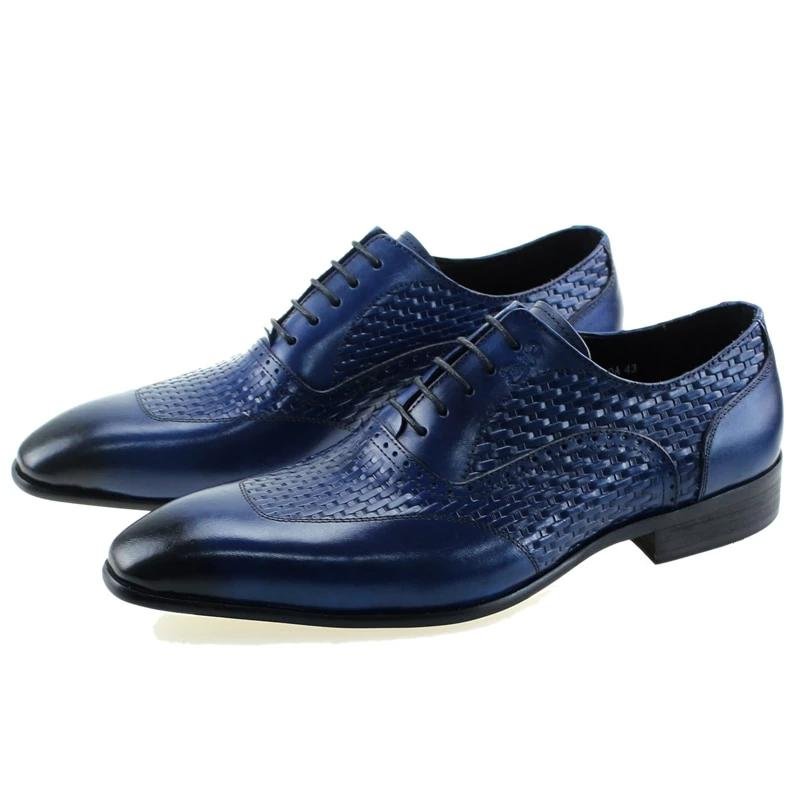 Formele Herenschoenen Oxford-schoenen Met Exotisch Patroon - Blauw