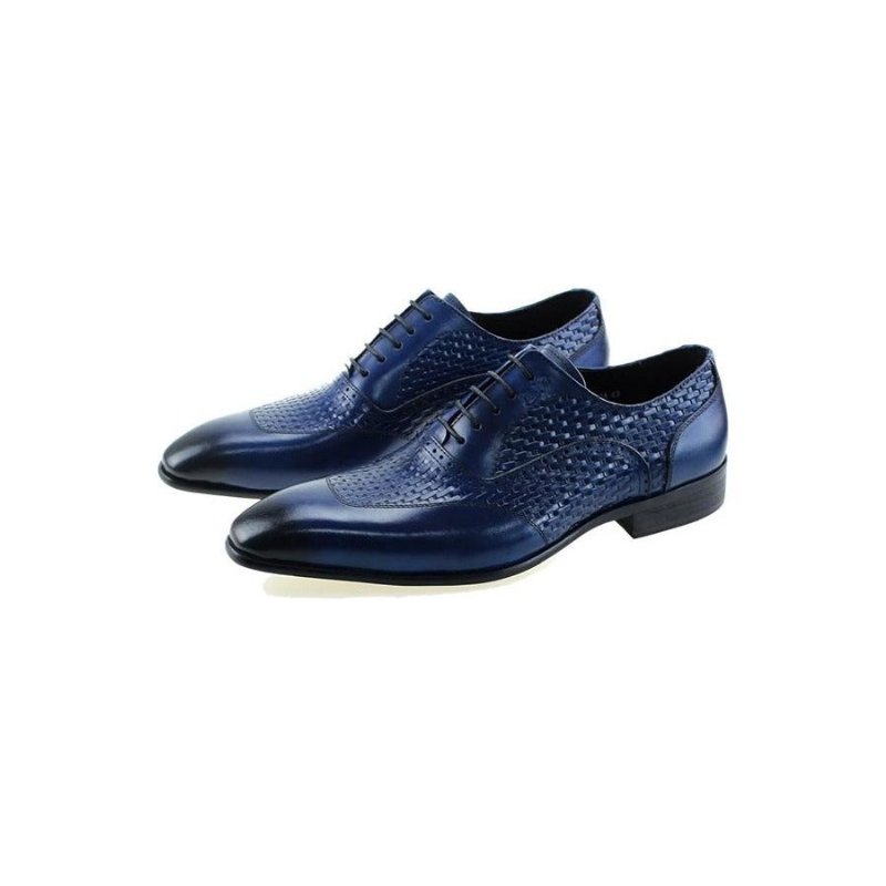 Formele Herenschoenen Oxford-schoenen Met Exotisch Patroon - Blauw