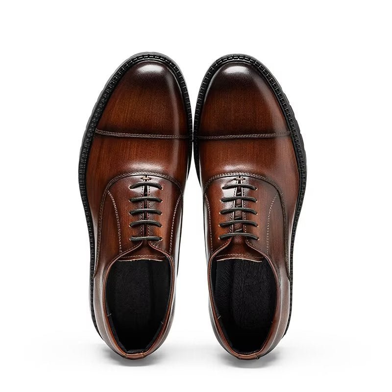 Formele Herenschoenen Oxford-schoenen Met Exotisch Patroon - Bruin