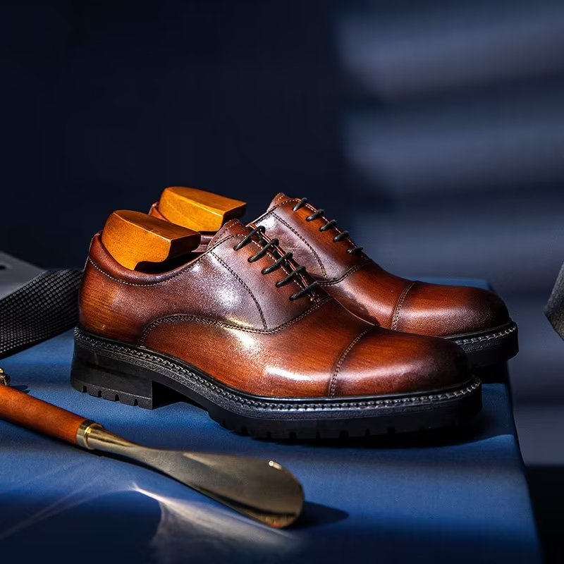 Formele Herenschoenen Oxford-schoenen Met Exotisch Patroon - Koffie