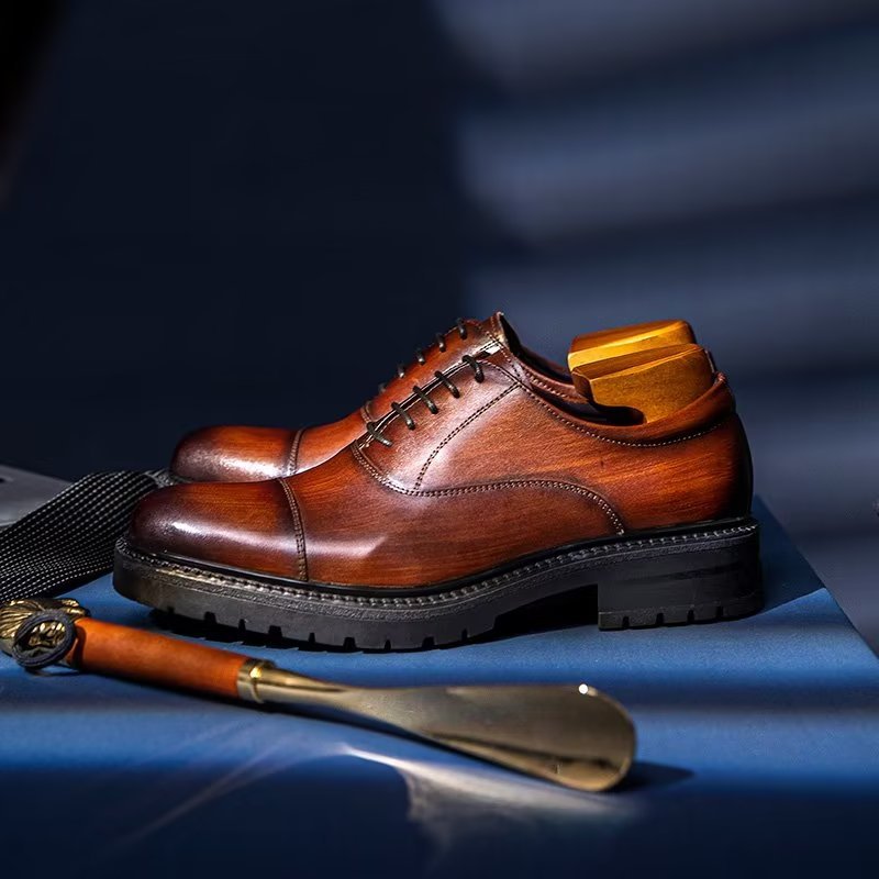 Formele Herenschoenen Oxford-schoenen Met Exotisch Patroon - Koffie