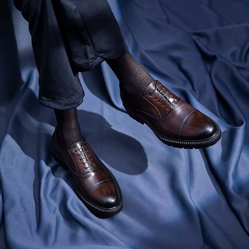 Formele Herenschoenen Oxford-schoenen Met Exotisch Patroon - Koffie