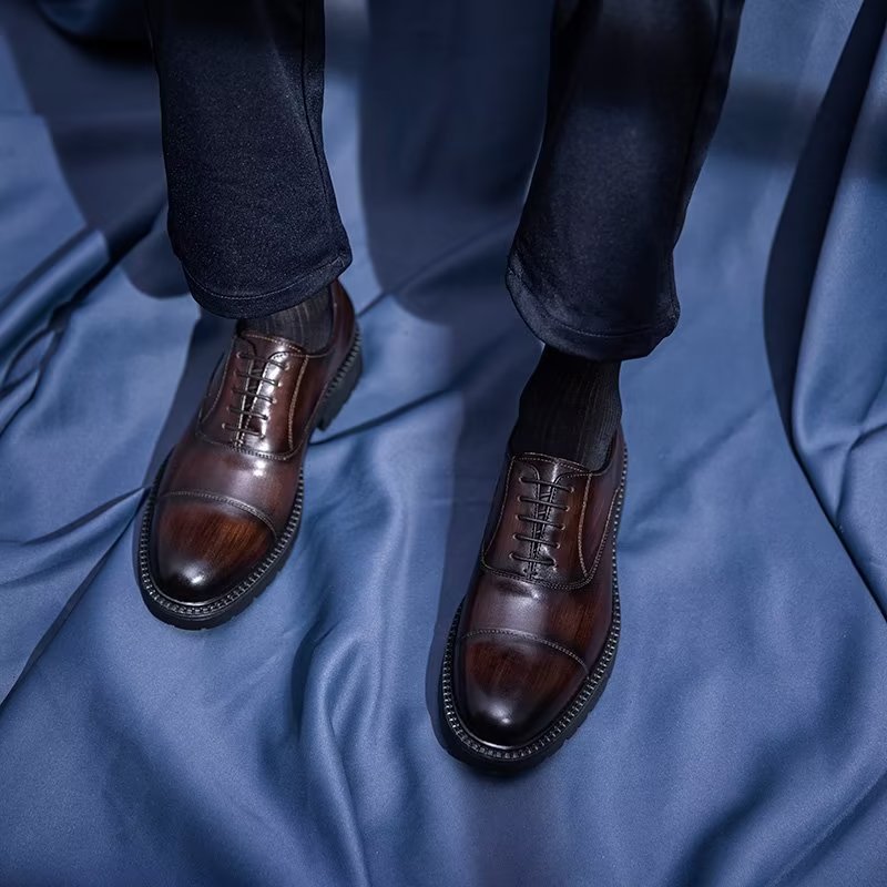 Formele Herenschoenen Oxford-schoenen Met Exotisch Patroon - Koffie