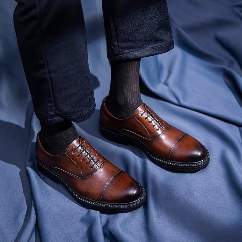 Formele Herenschoenen Oxford-schoenen Met Exotisch Patroon - Koffie