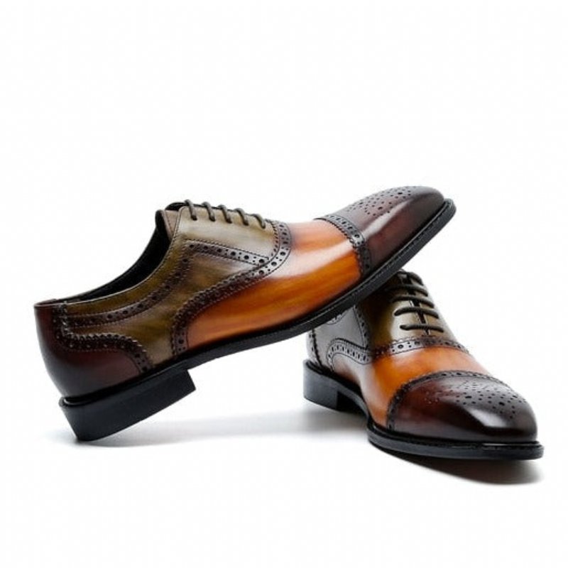 Formele Herenschoenen Oxfords Leer Met Vleugeltip Veters - Koffie